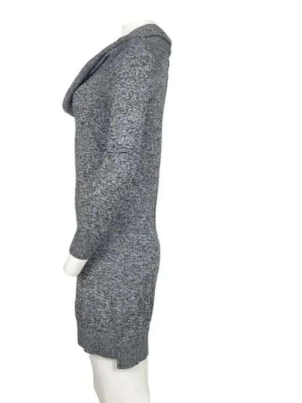 Express Gray Marled Cowl Neck Sweater Dress XS - Picture 3 of 6